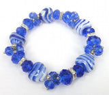 Crystal Glass Beads and Heart Strand Cluster Bracelet