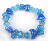 Crystal Glass Beads and Heart Strand Cluster Bracelet