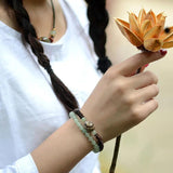 Dongling Stone Beads Bracelet Ethnic Elastic DZI Bead Women Gift