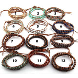 Stone Beads Wrap Bracelet 2 Wraps Leather Bracelet For Women