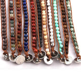 Stone Beads Wrap Bracelet 2 Wraps Leather Bracelet For Women