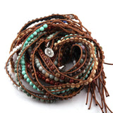 Stone Beads Wrap Bracelet 2 Wraps Leather Bracelet For Women