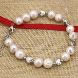 9-10mm Natural Pearl Beads DIY Bracelets & Bangle Antique Silver-Color