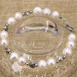 9-10mm Natural Pearl Beads DIY Bracelets & Bangle Antique Silver-Color