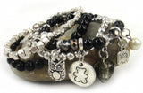 Women's Semi Precious Stone Elasticity Bracelet with Alloy Charms