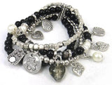 Women's Semi Precious Stone Elasticity Bracelet with Alloy Charms