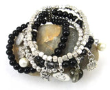 Women's Semi Precious Stone Elasticity Bracelet with Alloy Charms