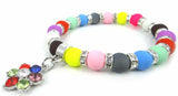 Multicolor Fluoresence Candy Beads Bracelet with Flower Charm