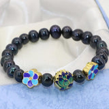 7-8mm Natural Pear Beaded Bracelet Gold Cloisonne Jewelry