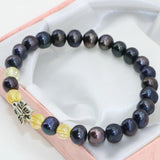 7-8mm Natural Pear Beaded Bracelet Gold Cloisonne Jewelry