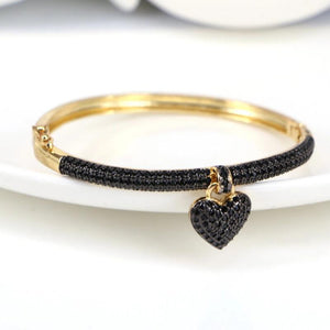Heart Pendant Bangle Crystal Zircon Bracelet Romantic Wedding Gift