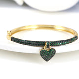 Heart Pendant Bangle Crystal Zircon Bracelet Romantic Wedding Gift