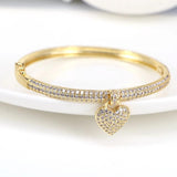 Heart Pendant Bangle Crystal Zircon Bracelet Romantic Wedding Gift