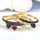 Heart Pendant Bangle Crystal Zircon Bracelet Romantic Wedding Gift