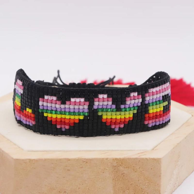 Adjustable Rainbow Love Beaded Bracelet Hand Woven Unisex