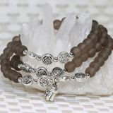 Gray Frosted Crystal 6mm Bead Multilayer Bracelets Jewelry B2259