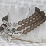 Gray Frosted Crystal 6mm Bead Multilayer Bracelets Jewelry B2259