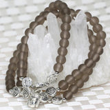 Gray Frosted Crystal 6mm Bead Multilayer Bracelets Jewelry B2259