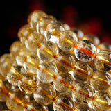 Rutilated Quartz Beads Buddha Bracelet for Women or Men