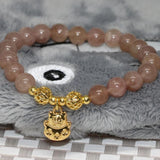 8mm Strawberry Crystal Quartz Gold Bracelet Women Jewelry