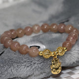 8mm Strawberry Crystal Quartz Gold Bracelet Women Jewelry