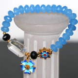 Charms Bracelet Bangle with Stone Jades Chalcedony Abacus Beads