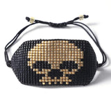 Bohemia Skull Beaded Bracelet Adjustable Unisex Retro Hand Woven