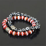 2pcs 8mm Natural Stone Beads Bracelet with Buddha Head Charm for Men and Women