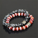 2pcs 8mm Natural Stone Beads Bracelet with Buddha Head Charm for Men and Women