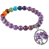 7 Chakra Stone Beads Bracelet Tree of Life Charms Yoga Meditation Wrap