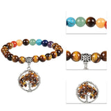 7 Chakra Stone Beads Bracelet Tree of Life Charms Yoga Meditation Wrap