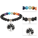 7 Chakra Stone Beads Bracelet Tree of Life Charms Yoga Meditation Wrap