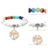 7 Chakra Stone Beads Bracelet Tree of Life Charms Yoga Meditation Wrap