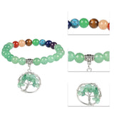 7 Chakra Stone Beads Bracelet Tree of Life Charms Yoga Meditation Wrap