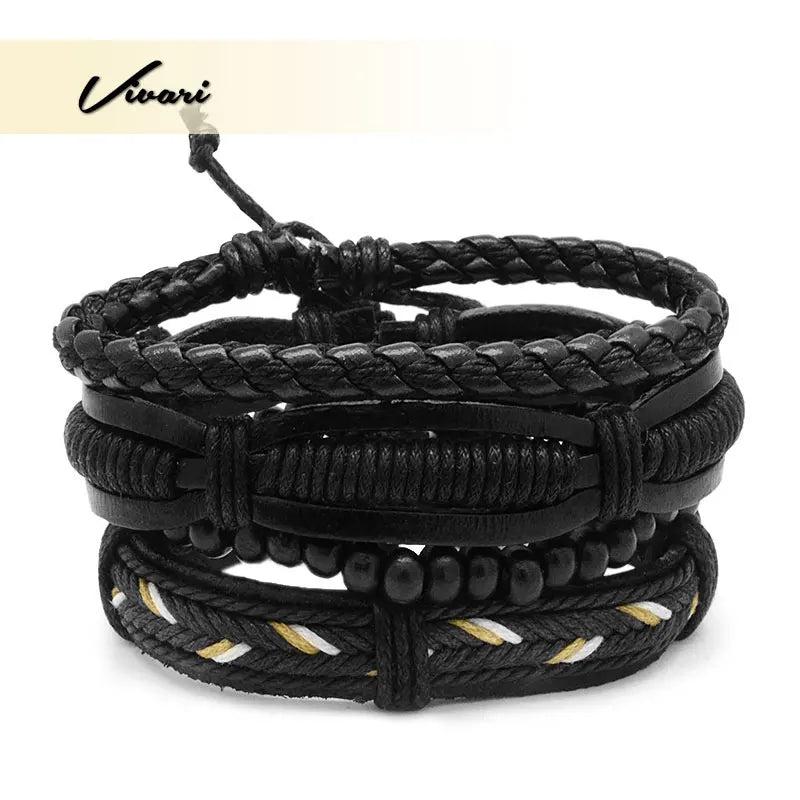 Adjustable Men's Vintage Multilayer Leather Bracelet