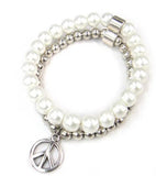 Alloy Charm & Pearl Beads Stretch Bracelet