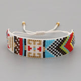 Colorful Geometric Pattern Beaded Bracelet, Handwoven Minimalist