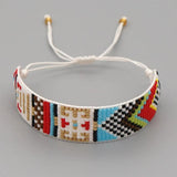 Colorful Geometric Pattern Beaded Bracelet, Handwoven Minimalist