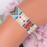 Colorful Geometric Pattern Beaded Bracelet, Handwoven Minimalist