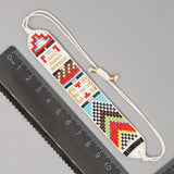 Colorful Geometric Pattern Beaded Bracelet, Handwoven Minimalist