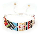 Colorful Geometric Pattern Beaded Bracelet, Handwoven Minimalist