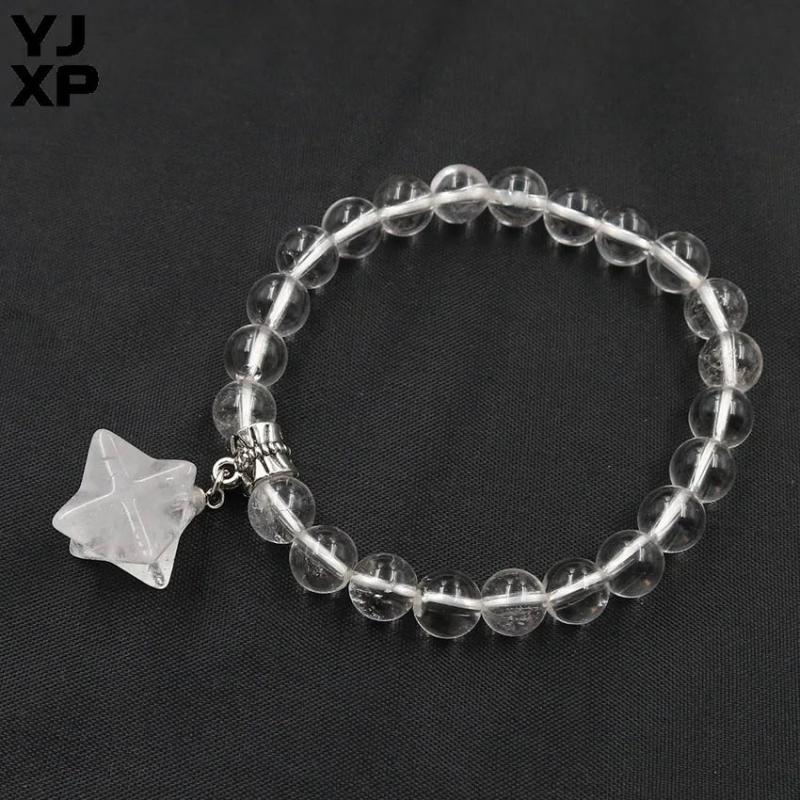 YJXP Rock Crystal Stone Beads Star Bracelet for Anniversary