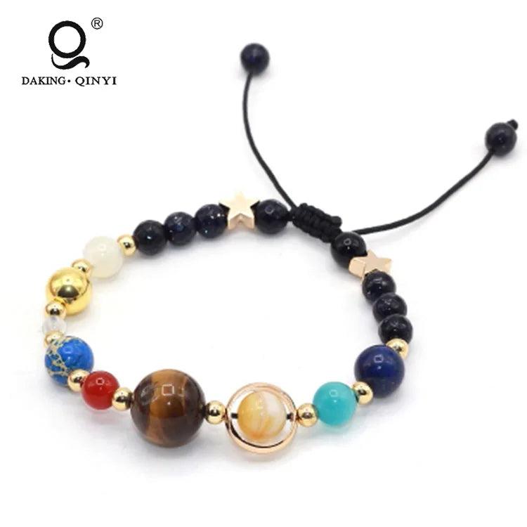 Tiger Eye Stone Beads Solar System Bracelet
