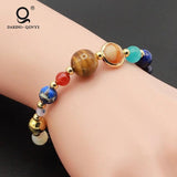 Tiger Eye Stone Beads Solar System Bracelet