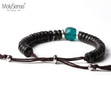 Tibetan Buddhist Lucky Knots Bracelet with Coconut Shell Beads