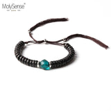 Tibetan Buddhist Lucky Knots Bracelet with Coconut Shell Beads