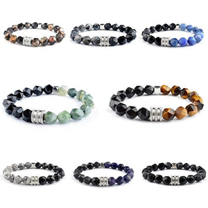 Vintage Stone Bracelet Men Stainless Steel Tiger Eye Chakra Reiki Bangle