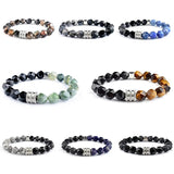 Vintage Stone Bracelet Men Stainless Steel Tiger Eye Chakra Reiki Bangle