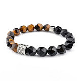 Vintage Stone Bracelet Men Stainless Steel Tiger Eye Chakra Reiki Bangle