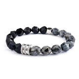 Vintage Stone Bracelet Men Stainless Steel Tiger Eye Chakra Reiki Bangle